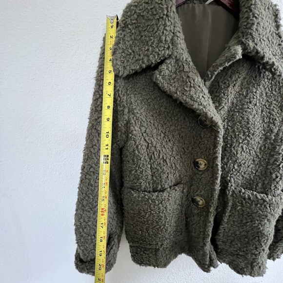 Free People So Soft Sherling Teddy Jacket Size S Green - Picture 7 of 8